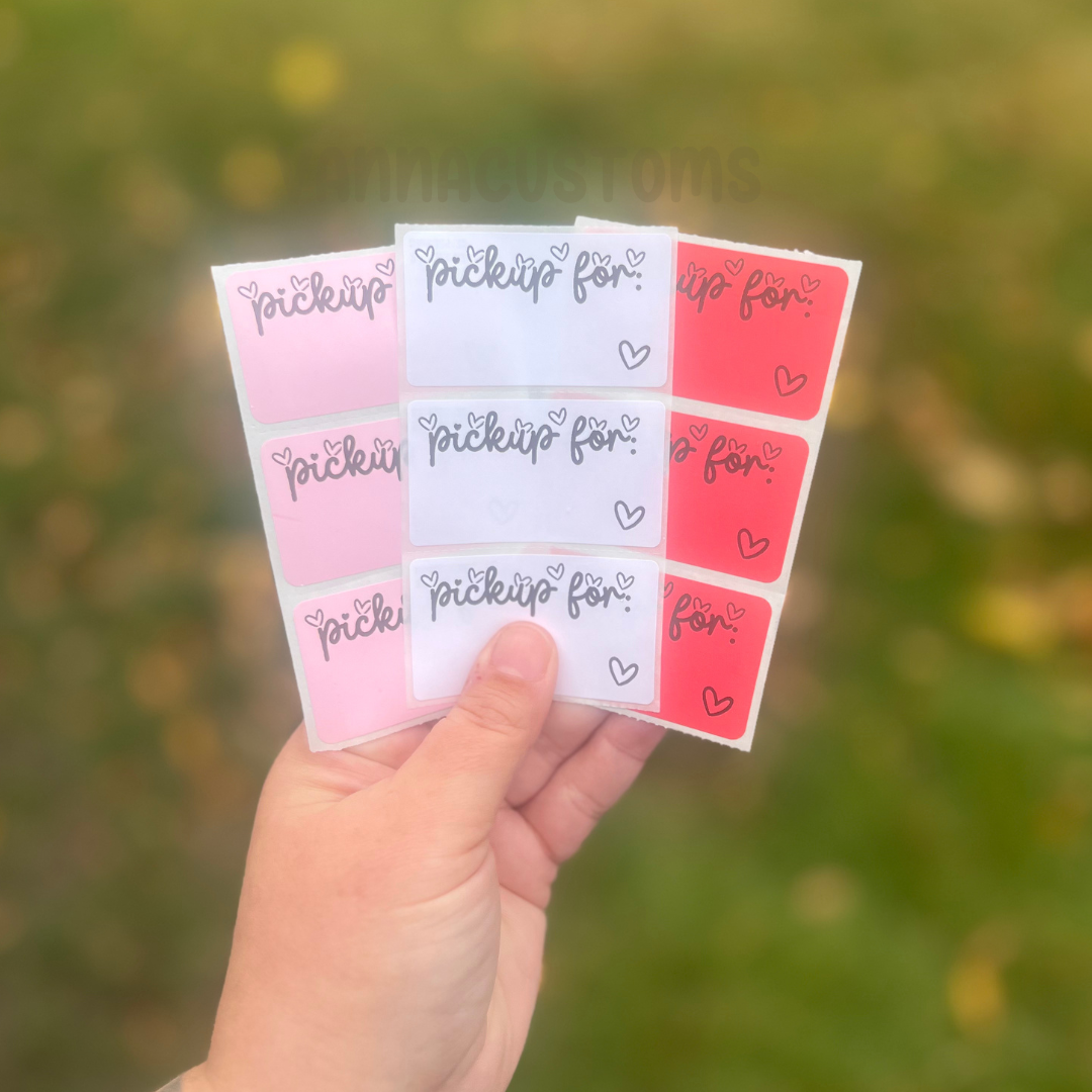 Pickup For Labels - 2.25"x1.25" Thermal Printed Stickers - Valentine's Day Themed - Hearts