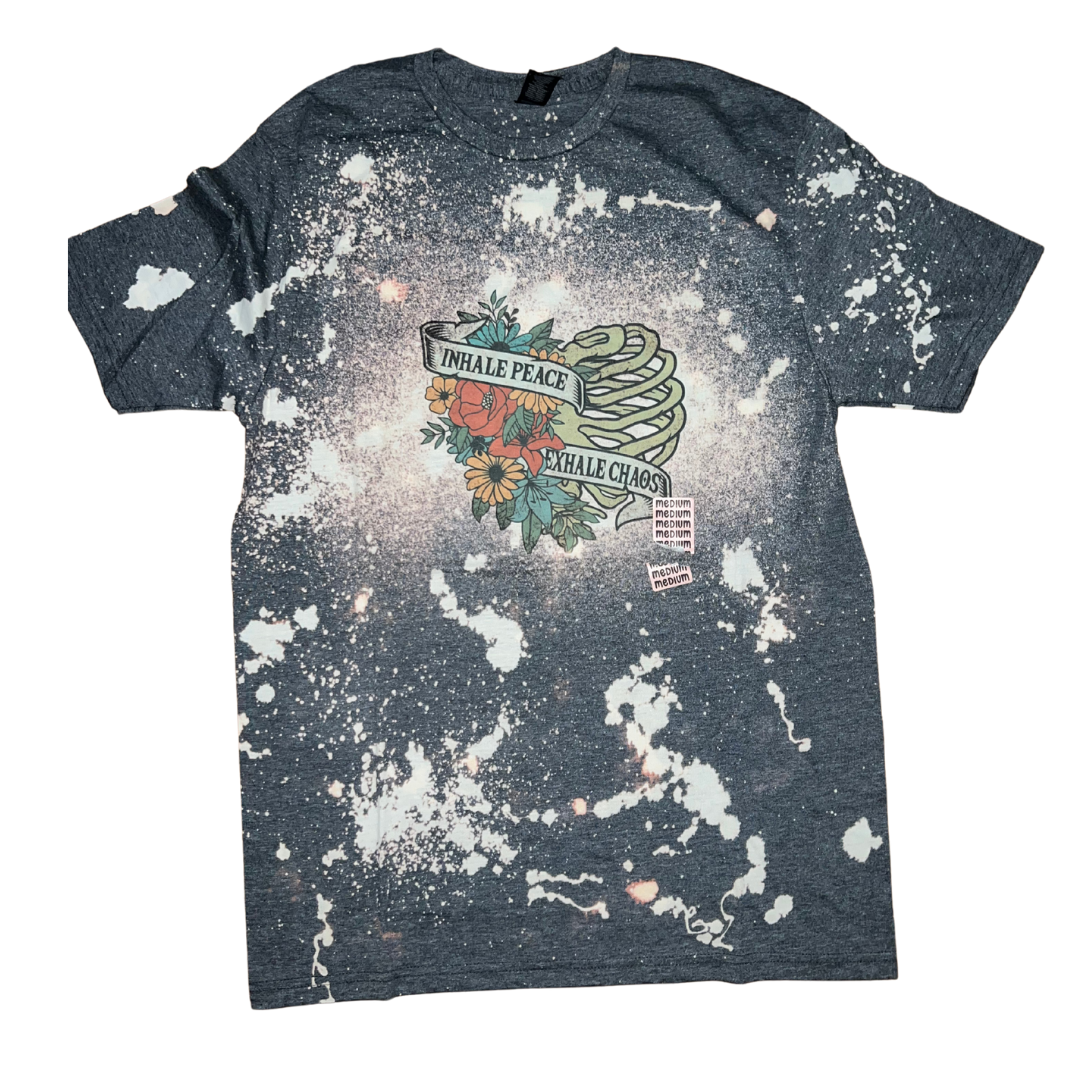 Inhale Peace Exhale Chaos Bleached Tee