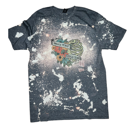 Inhale Peace Exhale Chaos Bleached Tee