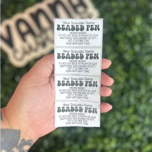 CUSTOM Beaded Pen Care Thermal Printed Labels 2.25"x1.25"