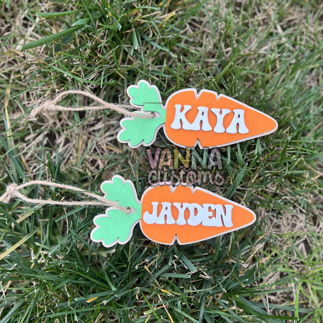 Groovy Carrot Easter Basket Name Tag