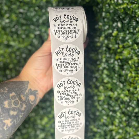 Hot Cocoa Bomb Care - 2” Thermal Printed Stickers