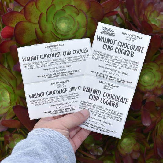 Cottage Food Bakery Ingredient Thermal Printed Labels