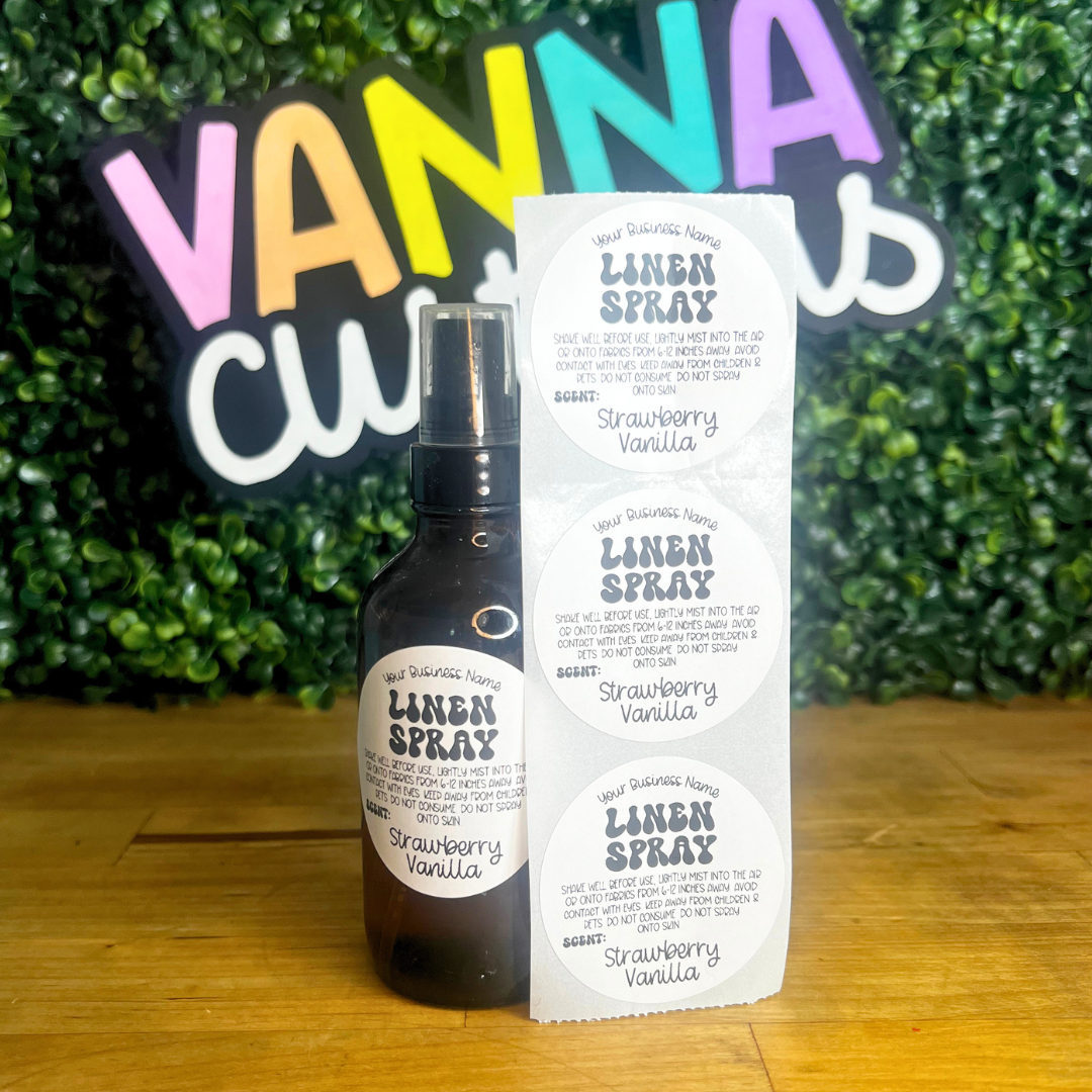 Custom Business Name Linen Spray Scent + Care 2" Circle Thermal Printed Packaging Labels