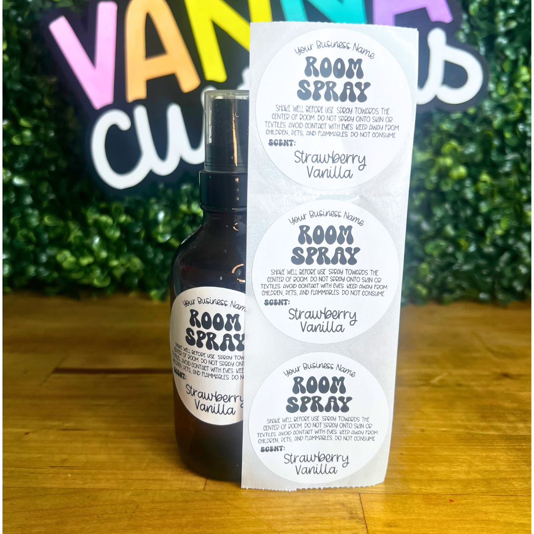 Custom Business Name Room Spray Scent + Care 2" Circle Thermal Printed Packaging Labels