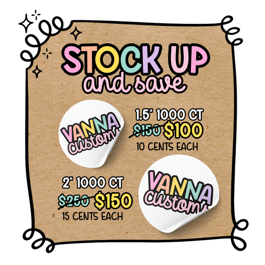 1000 Count Stock Up Pricing Glossy Vinyl Logo Stickers