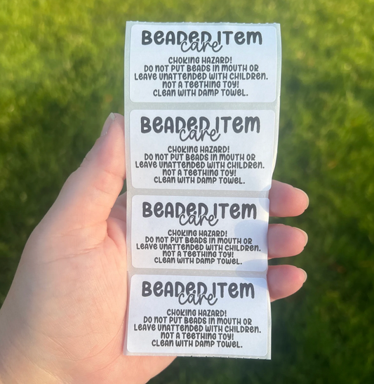 Beaded Item Care Labels - 2.25"x1.25" Thermal Printed Stickers