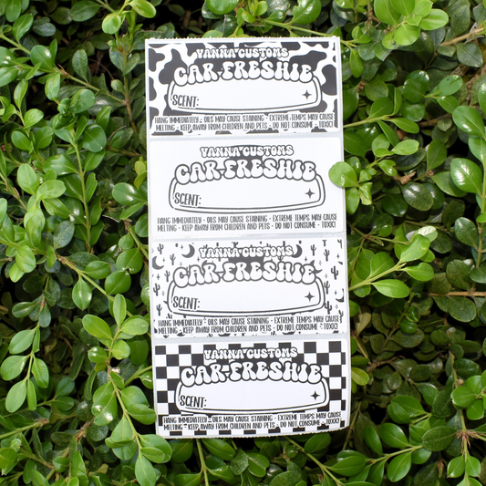 Car Freshie Scent + Care 4"x2" Thermal Printed Labels