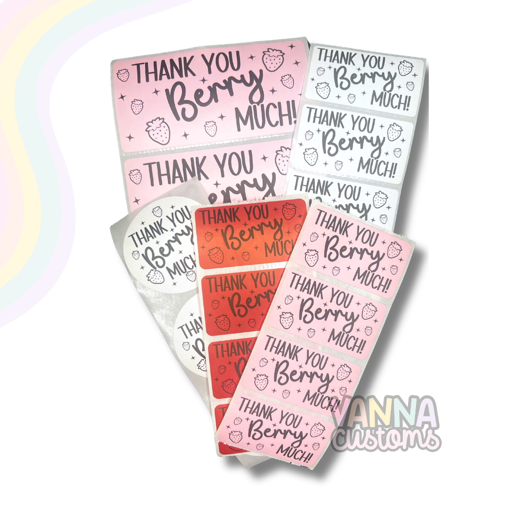 Thank You Berry Much Strawberry Thermal Printed Labels