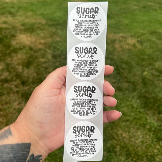 Sugar Scrub Care - 2” Circle Thermal Printed Stickers