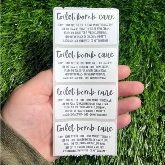 Toilet Bomb Care - 2.25” x 1.25" Thermal Printed Stickers