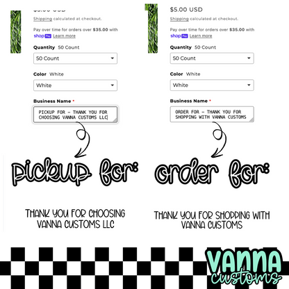 Pickup For - Thank You - Custom Business - 2.25” x 1.25" Thermal Printed Stickers
