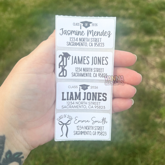Senior 2026 Graduation Name Address Labels - 2” x 1" Thermal Printed Stickers
