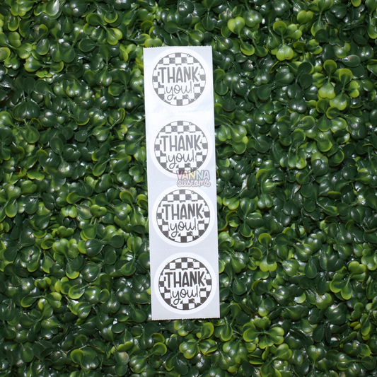 Distressed Checkerboard Thank You 1.5" or 2" Circle Sticker